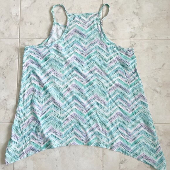 Justice Teal/Purple Chevron Tank Top Girls 16 - Picture 3 of 4